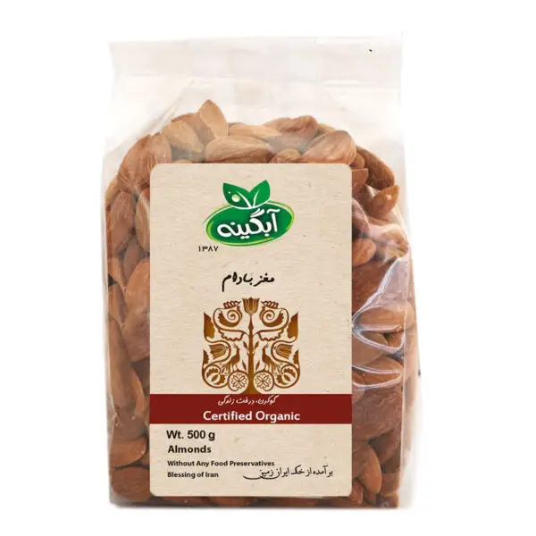مغز بادام درختی ارگانیک آبگینه 500 گرمی